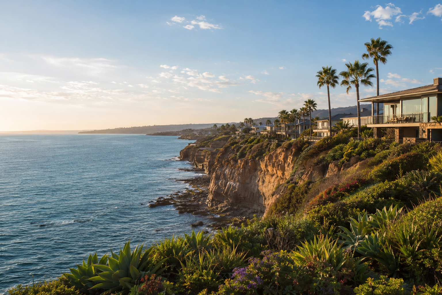 San Diego County coastline and homes
