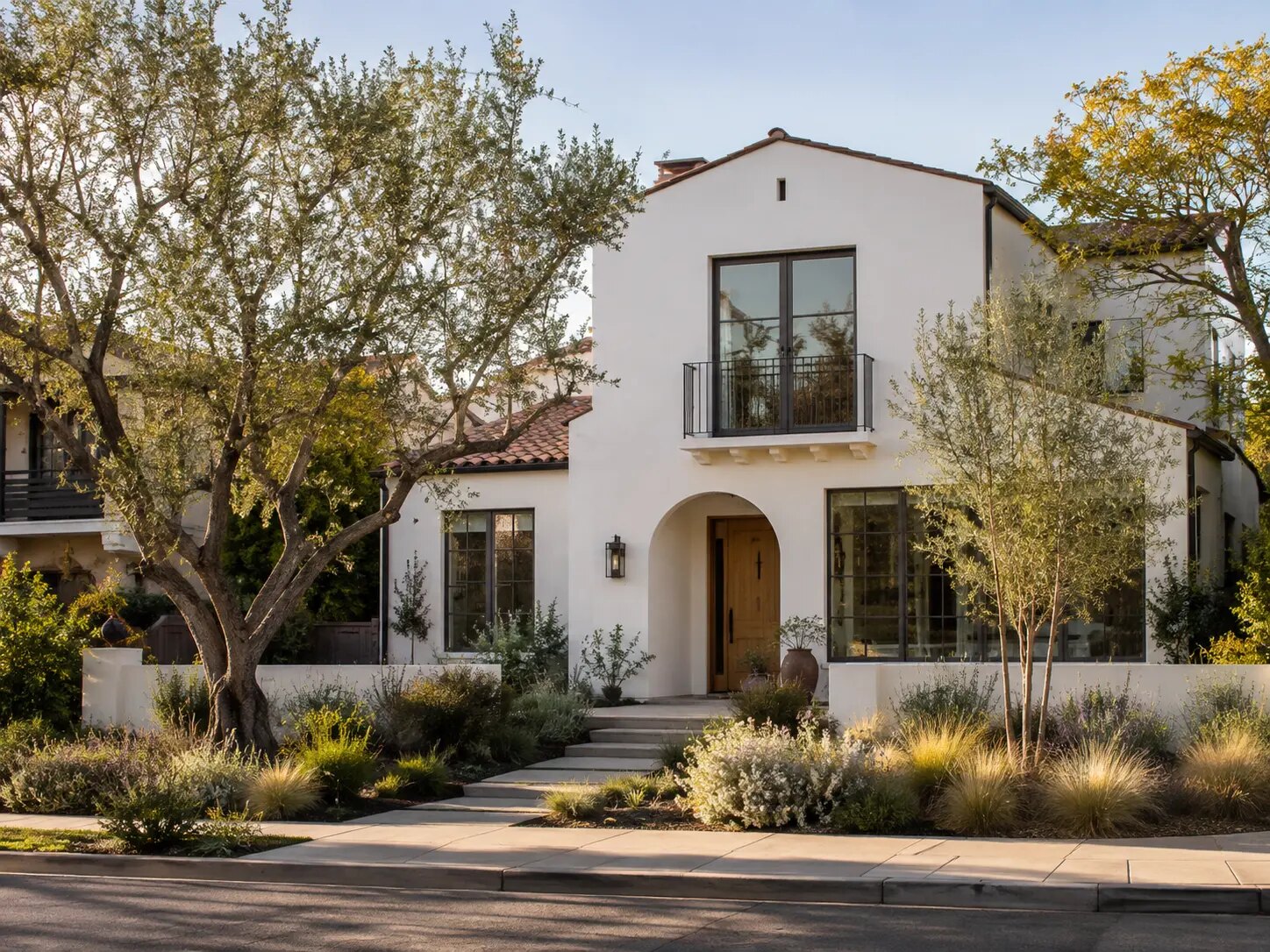 Polished SoCal home exterior with warm landscaping